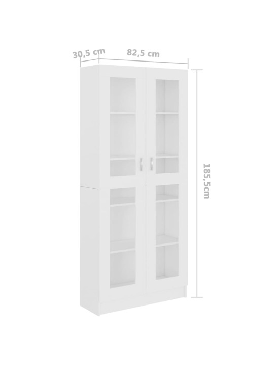 Vitriinkapp valge 82,5x30,5x185,5 cm puitlaastplaat