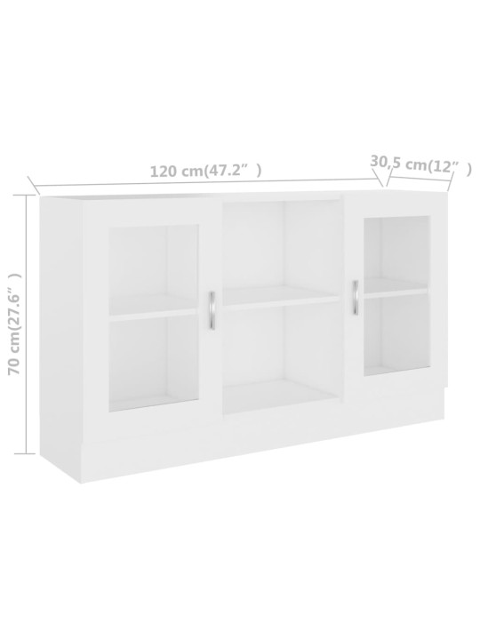 Vitriinkapp valge 120x30,5x70 cm puitlaastplaat