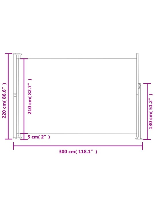 Lahtitõmmatav terrassi külgsein, 220x300 cm, punane