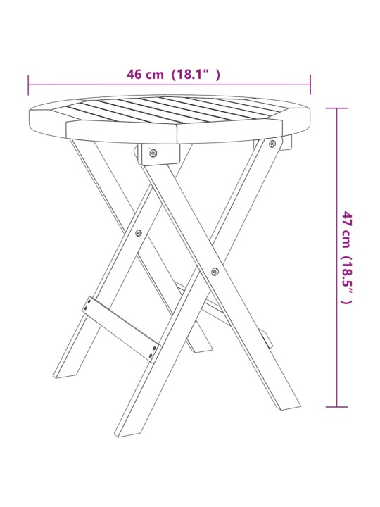 Kokkupandav aialaud, valge, ø46 cm, akaatsiapuit