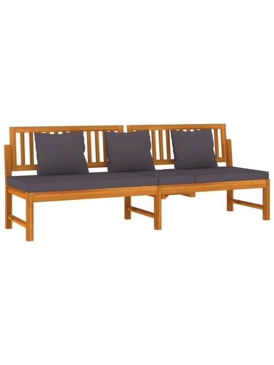 Päevavoodi hallide patjadega, 200 x 60 x 75 cm, akaatsiapuit