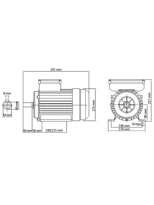 1-faasiline elektrimootor alumiinium 1,5 kw/2 hj 2800 p/min