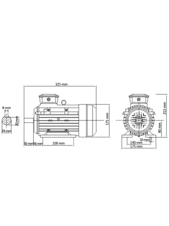 3-faasiline elektrimootor 1,5 kw/2 hj 2 poolust 2840 p/min