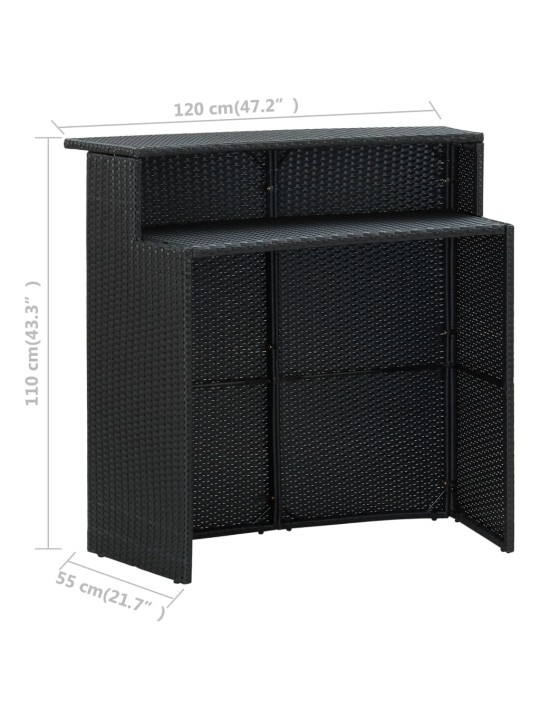 AIA BAARILAUD, MUST, 120 X 55 X 110 CM, POLÜROTANG