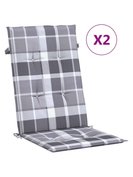 Kõrge seljatoega toolipadjad 2 tk, ruudud120x50x3 cm, kangas