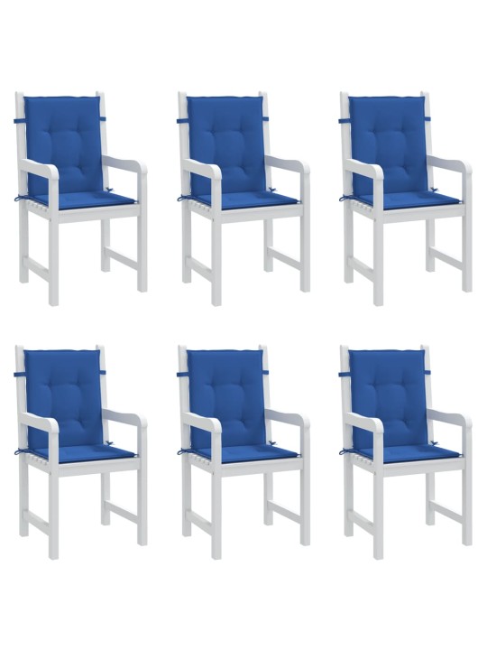 Madala seljatoega toolipadjad 6 tk sinine 100x50x3 cm kangas