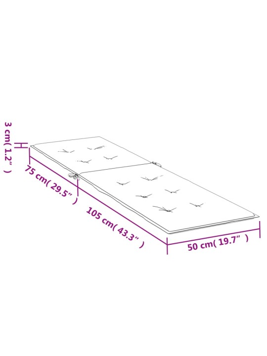 Päevitustooli istmepadi, antratsiithall, (75 + 105) x 50 x 3 cm