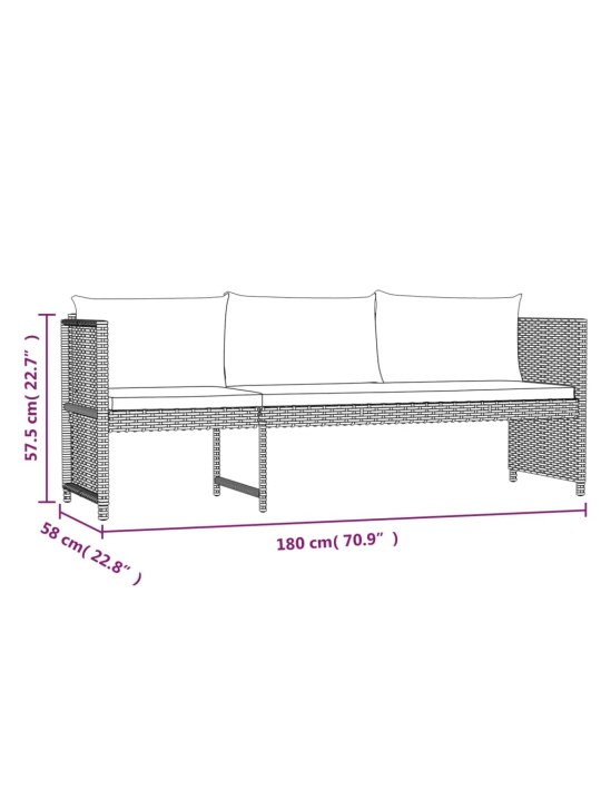 6-osaline aiamööbli komplekt patjadega, polürotang, hall