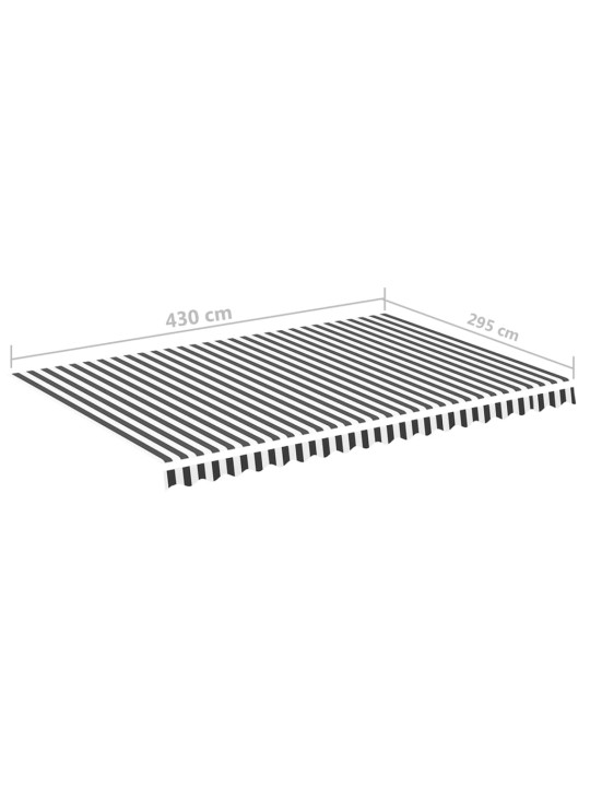 Varikatuse asenduskangas, antratsiithall ja valge, 4,5 x 3 m