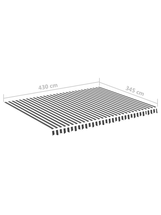 Varikatuse asenduskangas, antratsiithall ja valge, 4,5 x 3,5 m