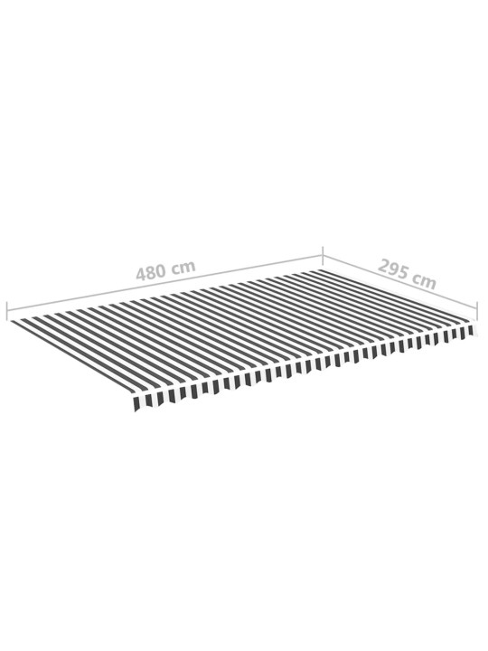 Varikatuse asenduskangas, antratsiithall ja valge, 5 x 3 m