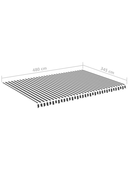 Varikatuse asenduskangas, antratsiithall ja valge, 5 x 3,5 m