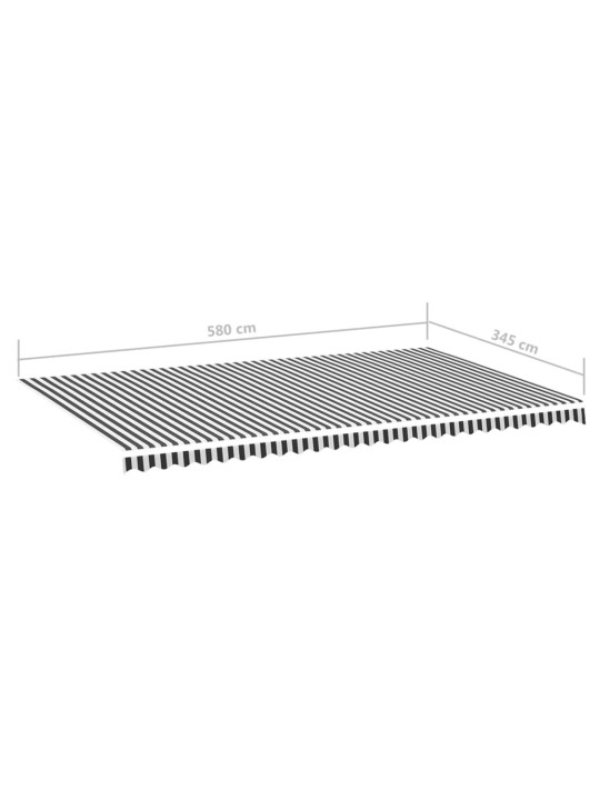 Varikatuse asenduskangas, antratsiithall ja valge, 6 x 3,5 m