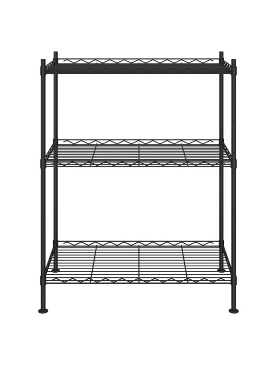 3-korruseline hoiuriiul 60x35x76 cm must 150 kg