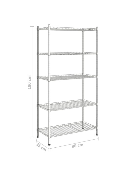 5-tasandiline hoiuriiul, 90 x 35 x 180 cm, kroom, 250 kg