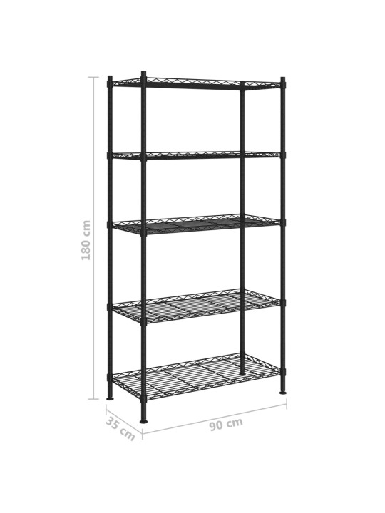 5-tasandiline hoiuriiul, 90 x 35 x 180 cm, must, 250 kg