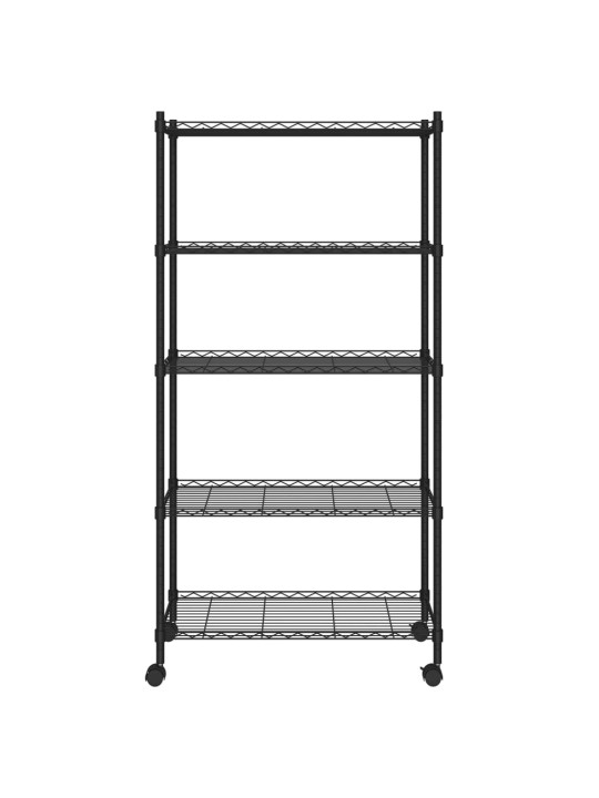 5-tasandiline hoiuriiul ratastega, 75x35x155 cm, must, 250 kg