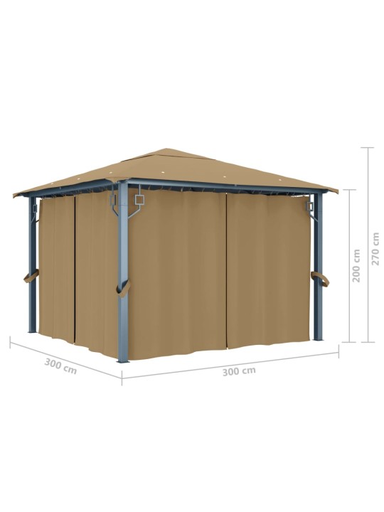 Varikatus kardinaga 300 x 300 cm, pruunikashall, alumiinium