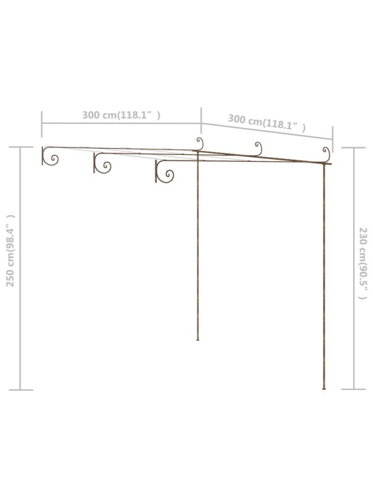 Lehtla, antiikpruun, 3 x 3 x 2,5 m, raud