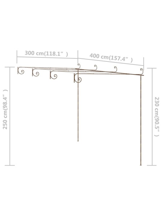 Lehtla, antiikpruun, 4 x 3 x 2,5 m, raud