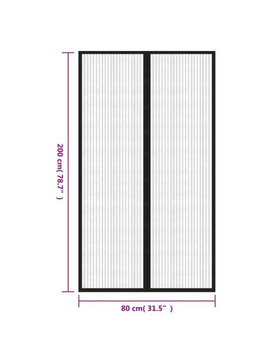 PUTUKAKAITSE UKSEKARDINAD 2 TK, MAGNETPLOKKIDEGA MUST 200X80 CM