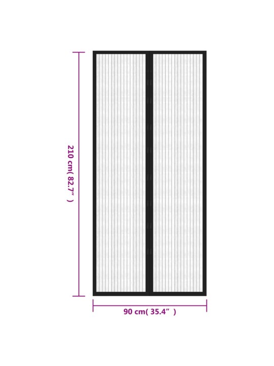 Putukakaitse uksekardinad 2 tk, magnetplokkidega must 210x90 cm