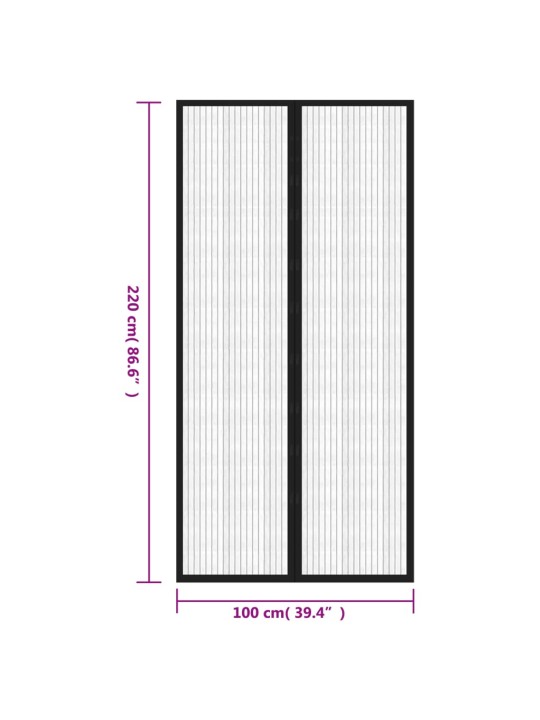 Putukakaitse uksekardinad 2 tk magnetplokkidega must 220x100 cm