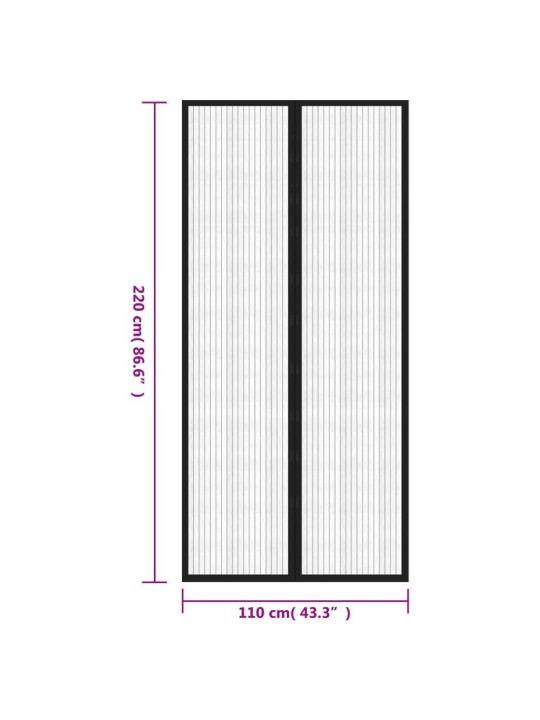 Putukakaitse uksekardinad 2 tk magnetplokkidega must 220x110 cm