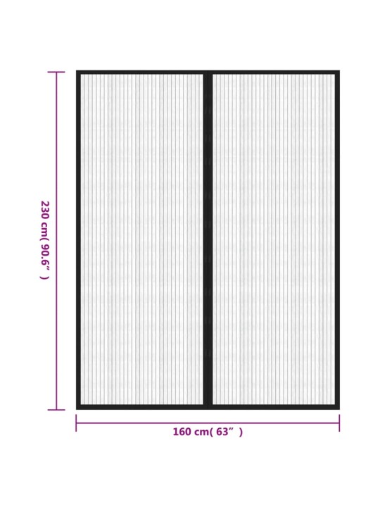 Ukse putukavõrk 2 tk, magnetplokkidega must 230x160 cm