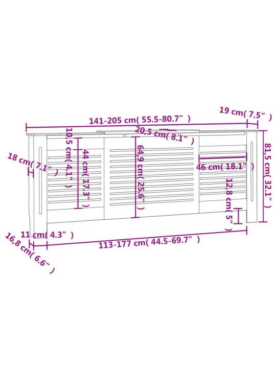 Mdf radiaatorikate, hall, 205 cm