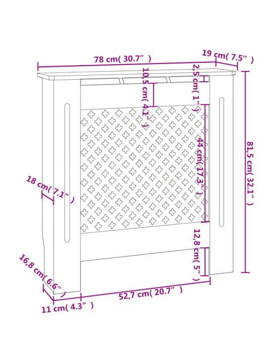 Mdf radiaatorikate, must, 78 cm