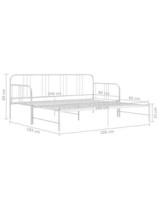 Lahtikäiv diivanvoodiraam valge metall 90 x 200 cm