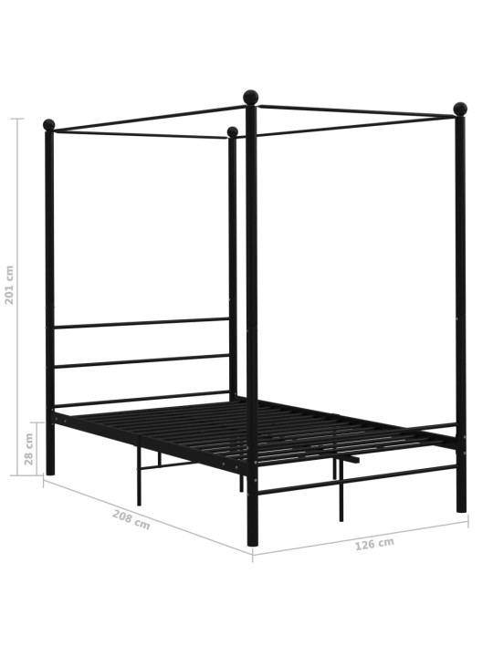 Baldahhiiniga voodiraam, must, metall, 120 x 200 cm