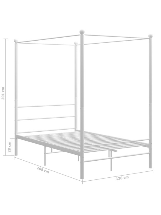 Baldahhiiniga voodiraam, valge, metall, 120 x 200 cm