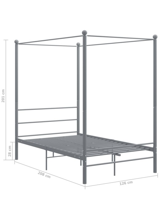 Baldahhiiniga voodiraam, hall, metall, 120 x 200 cm