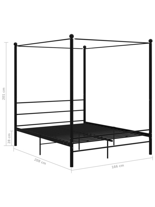 Baldahhiiniga voodiraam, must, metall, 160 x 200 cm