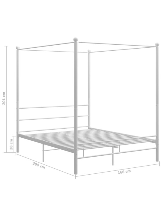 Baldahhiiniga voodiraam, valge, metall, 160x200 cm