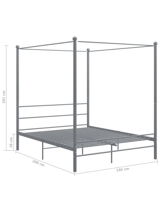 Baldahhiiniga voodiraam, hall, metall, 160 x 200 cm