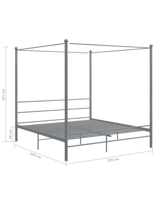 Baldahhiiniga voodiraam, hall, metall, 180 x 200 cm