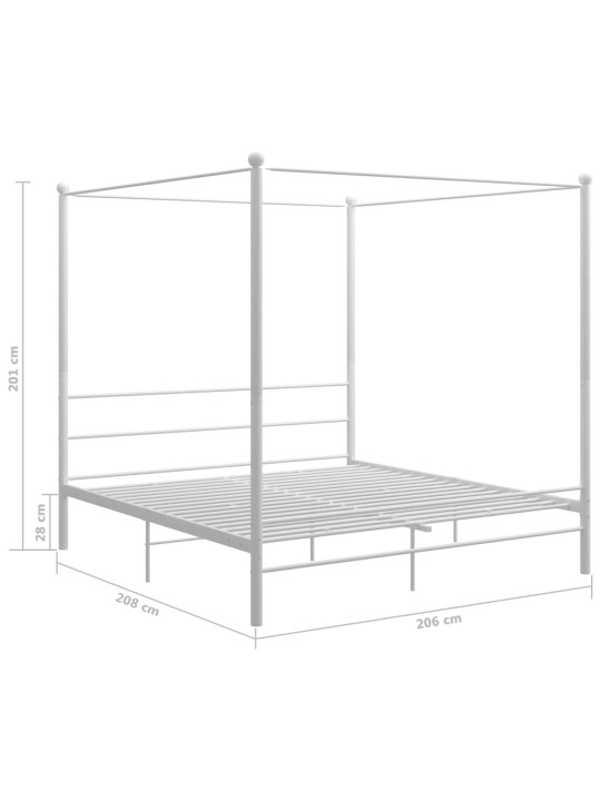 Baldahhiiniga voodiraam, valge, metall, 200 x 200 cm