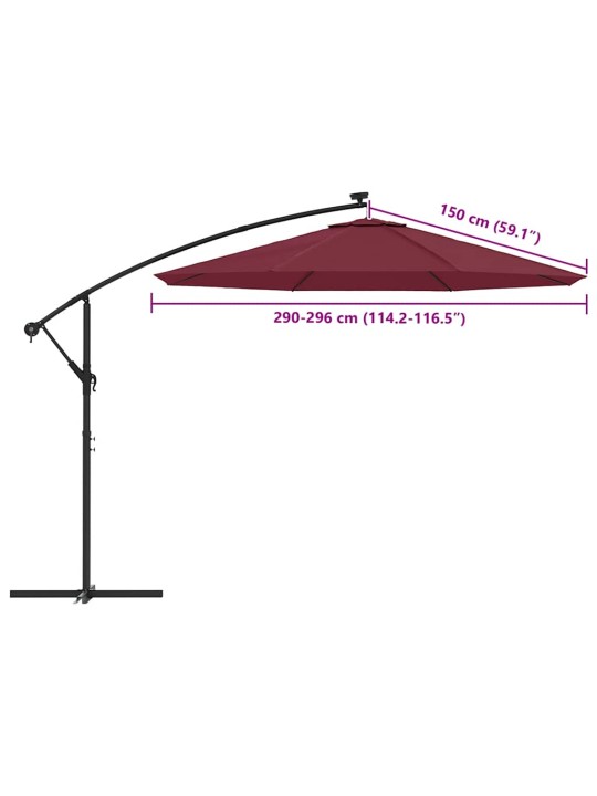 Asenduskangas aia päikesevarjule, bordoopunane, 300 cm