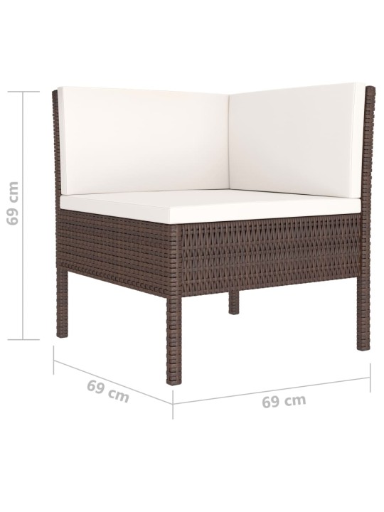 4-osaline aiamööblikomplekt patjadega, polürotang, pruun