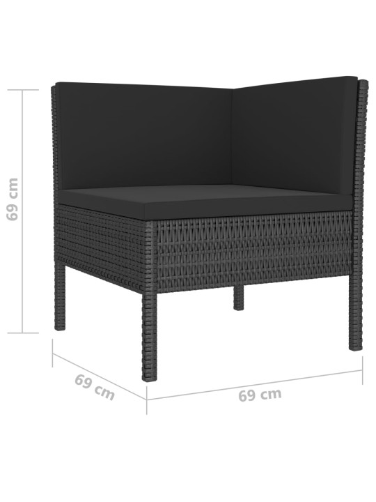 4-osaline aiamööblikomplekt patjadega, polürotang, must