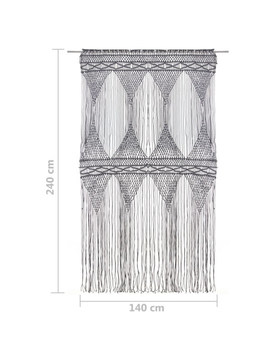 Makrameekardin, antratsiithall, 140 x 240 cm puuvill