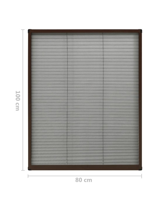 Plisseeritud putukavõrk aknale, alumiinium, pruun 80 x 100 cm