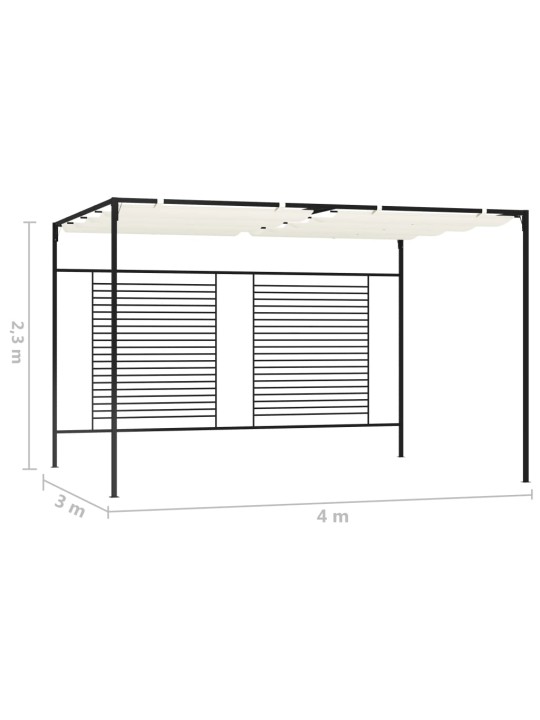 Varjualune eemaldatava katusega 3 x 4 x 2,3 m, kreemjas, 180 g/m²