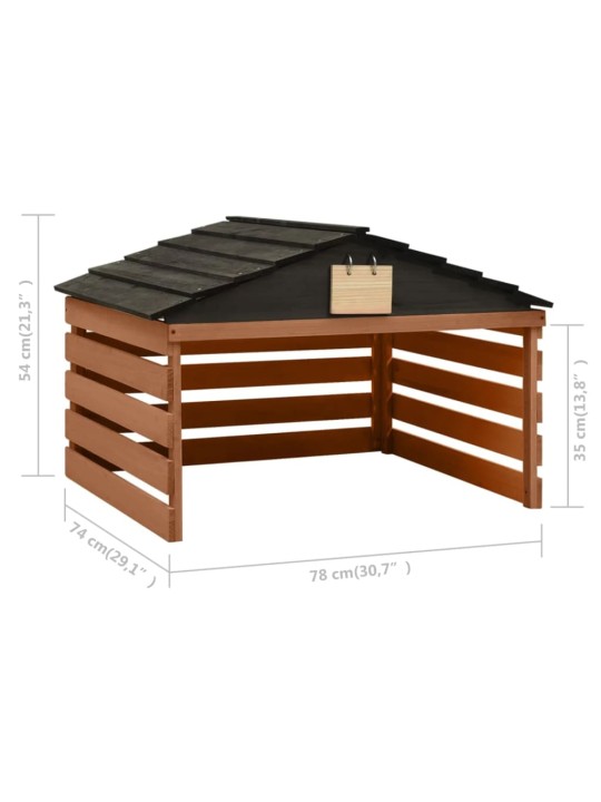 Robotniiduki garaaž, must ja pruun, 78 x 74 x 54 cm, kuusepuit