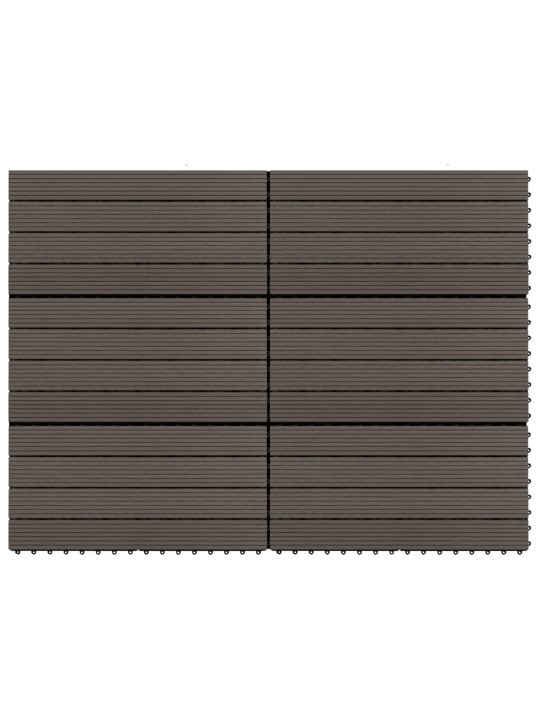 Terrassiplaadid, 6 tk, wpc, 60 x 30 cm, 1,08 m², tumepruun