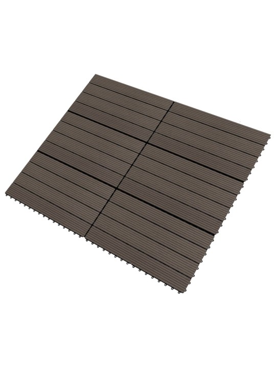 Terrassiplaadid, 6 tk, wpc, 60 x 30 cm, 1,08 m², tumepruun