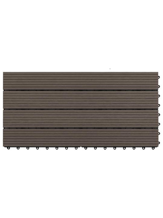 Terrassiplaadid, 6 tk, wpc, 60 x 30 cm, 1,08 m², tumepruun